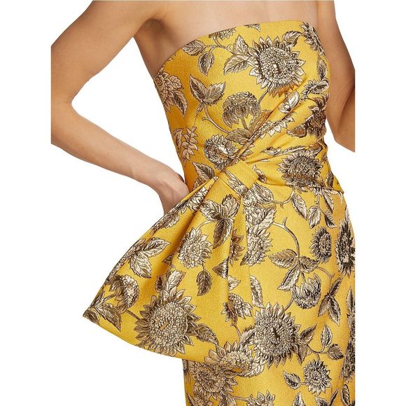 Lela Rose Sunflower Metallic Jacquard Minidress Size 8 $1690 - Picture 5 of 12